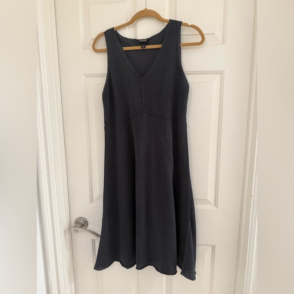 Eileen Fisher 100% Linen sleeveless V Neck A-line summer sweater dress